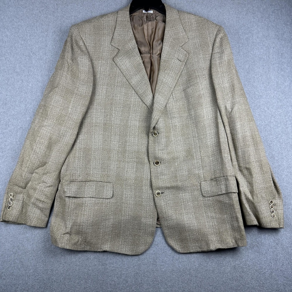 Brioni Blazer Mens 50(46R) Beige Check Plaid Made In Italy Jacket Sport Coat